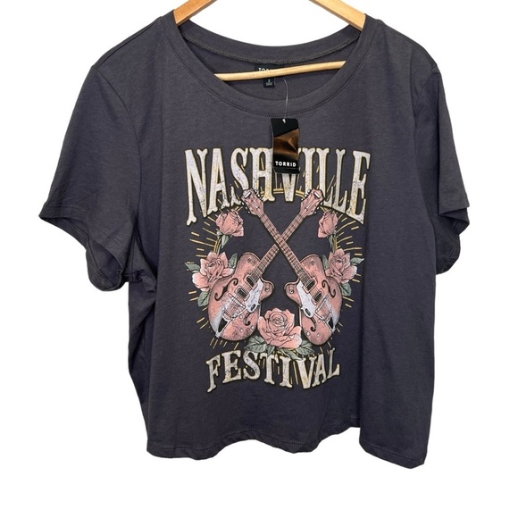 Torrid Nashville Classic Fit Polyester Cotton Crew Crop Tee Size 2x - Picture 4 of 7